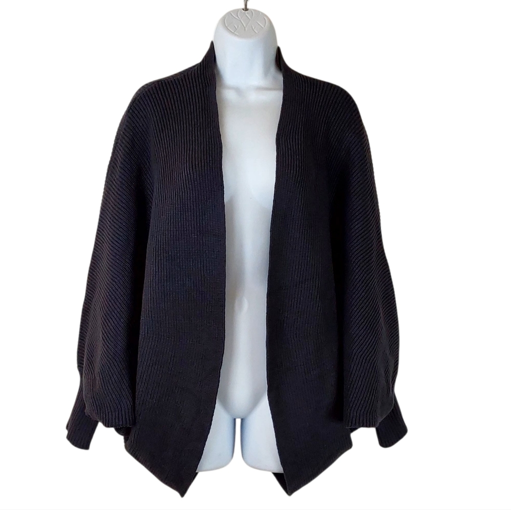*Lulus Open Front Ribbed Black Cardigan Sweater